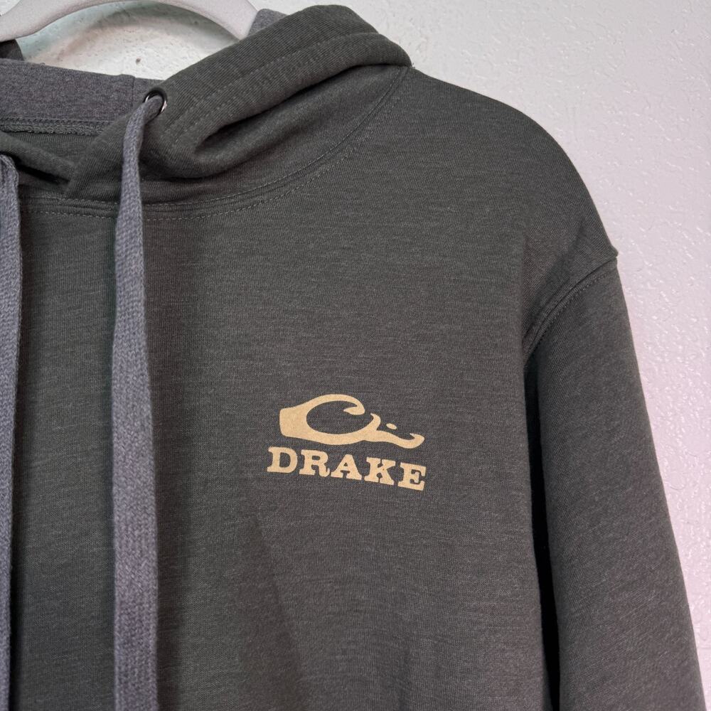 Drake Waterfowl Hoodie Men Small Back Cap Mallard Graphic Soft Sweater Green NEW - Picture 5 of 8